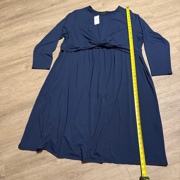 J Jill Wherever Collection A-Line Dress 3X Blue Knit Long Sleeve NWT Comfort Fit - Picture 6 of 11